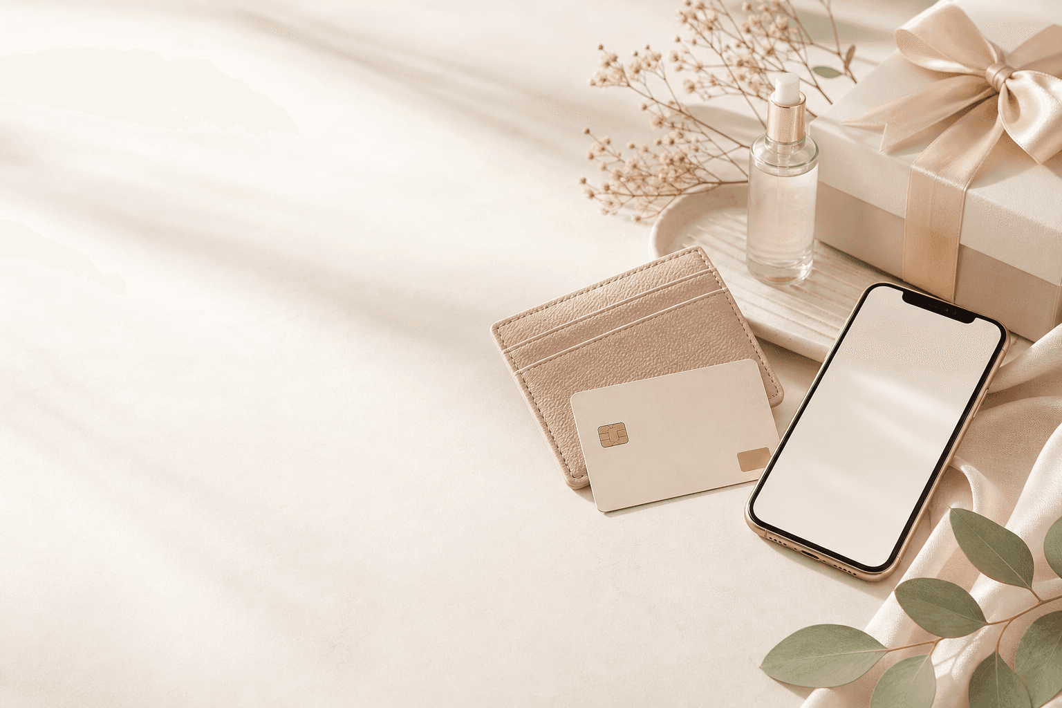 Viora 付款方式頁面的柔和購物結帳情境圖